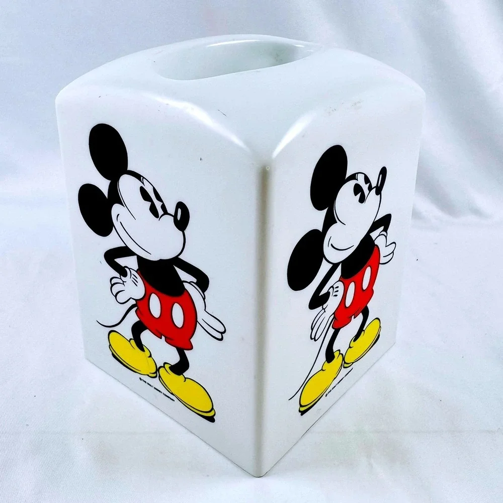 VTG Disney Mickey Mouse Plastic Tissue Box Cover Square Classic Retro 90s CUTE